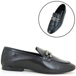 Stravers - Loafers met Ketting Maat 43 Dames Grote Maten Zwarte Zachte Leren Instappers