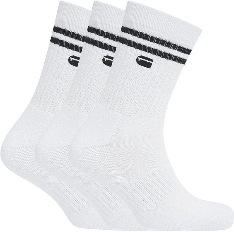 G-Star heren 3P sokken sport dual stripe wit