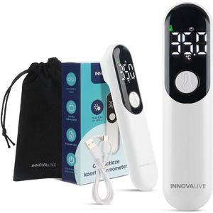InnovaLive® Oplaadbare Koortsthermometer - Digitale Thermometer voor Volwassenen & Baby's - Temperatuurmeter - USB-C - Contactloos - Wit