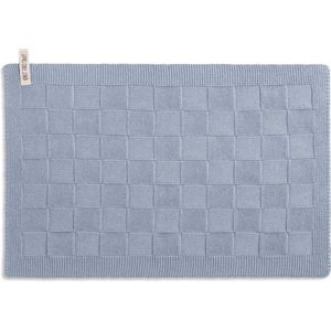 Knit Factory Gebreide Placemat - Onderlegger Uni - Eetmat - Licht Grijs - 50x30 cm