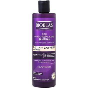 Bioblas Anti Hair Loss Shampoo – Biotin + Caffeine + Arginine – 400 ml – Tegen Haaruitval & Versterkt Haarwortels – Sulfaatvrij - cafeïne shampoo - shampoo met arginine - sulfaatvrije shampoo - shampoo voor haargroei - haarversterkende shampoo