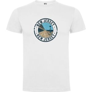 Wit Wanna have t-shirt voor de echter Amerika liefhebber Poststamp / Poststempel USA Amerikaanse staat New Jersey Print Full Color merk Roly maat 104 3/4 jaar