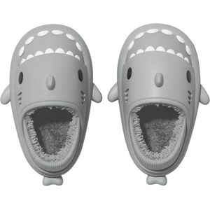JAXY Haai Slippers - Shark Slides - Shark Slippers - Pantoffels Dames en Heren - Sloffen Jongens en Meisjes - Maat 38-39 - Grijs
