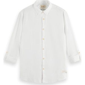 Scotch & Soda Linen shirt with roll-up Heren Overhemd - Maat M