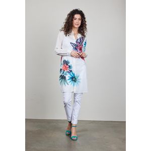 DIDI Dames Tunic Floral in offwhite with floral Medley panel maat 46
