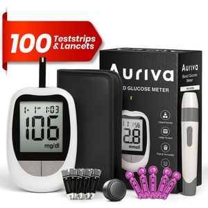 Auriva - Glucosemeter - Glucosemeter Startpakket - Inclusief Prikpen en Batterijen - GRATIS 100 Teststrips & 100 Lancetten