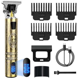 Oplaadbare Professionele Tondeuse voor Heren met LED-scherm en 4 Kammen