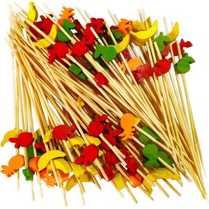100 rode hartvormige cocktailsticks van bamboe, houten tandenstokers voor hapjes, gerechten en fruit, duurzaam en stijlvol voor feestelijke gelegenheden