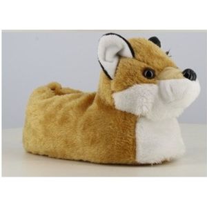 Hippe en leuke kinder pantoffels in de vorm van een hond - zeer zacht - fun factor - voor jongens en meisjes - bruin/wit - maat 33-34