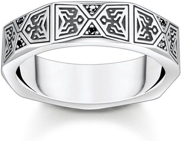 Thomas Sabo - Ring - Zwart - Zilver - Zirkoon - Gezwarte Textuur