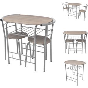 vidaXL Ontbijtbarset - Modern - MDF - 80x53x74 cm - Zilver frame - Set tafel en stoelen