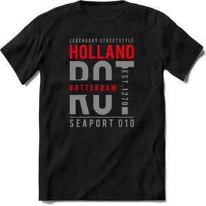 Rotterdam - Holland | TSK Original & vintage | T-Shirt Heren - Dames | Zilver - Rood | Perfect Cadeau Shirt | Grappige Spreuken - Zinnen - Teksten | Maat S