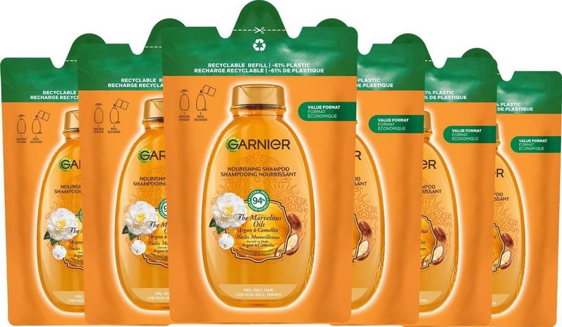 Garnier Loving Blends - Argan- & Cameliaolie Shampoo Refill - Voor Droog en Dof Haar - 6x250ml
