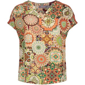 Geisha T-shirt Kleurrijk T Shirt 33329 20 Coral Comb Dames Maat - XS