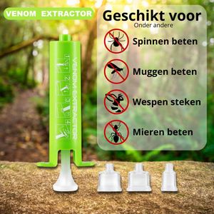Venom Extractor – Gifzuiger voor Muggenbeten, Steken & Beten – Uitzuigpomp – Insectenbeetheler – Pijnloos & Chemievrij – Inclusief 3 Opzetstukken + Opbergdoos - Uitzuigpomp