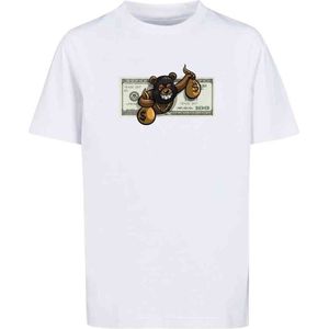 Mister Tee - Money Bear Kinder T-shirt - Kids 122/128 - Wit
