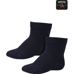 Bonnie Doon Basic Sokken Baby Donker Blauw 8/12 maand - 2 paar - Unisex - Organisch Katoen - Jongens en Meisjes - Stay On Socks - Basis Katoenen Sok - Zakt niet af - Gladde Naden - GOTS gecertificeerd - 2-pack - Multipack - Dark Blue - OL9344012.111