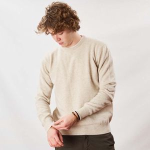 Osborne Knitwear Trui met ronde hals - Sweater heren in Lamswol - Pullover Heren - Clay - 4XL