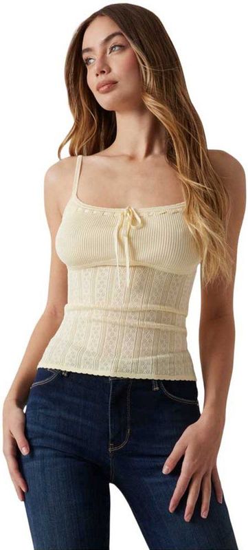 Guess W5gr40z3nx0 Mouwloos T-shirt Geel XS Vrouw