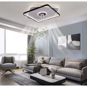 LuxiLamps - Moderne Smart Lamp Plafondventilator - 6 Standen - Dimbaar Met Afstandsbediening & APP - Zwart/Wit - Kroonluchter Ventilator - Chandelier Fan - Woonkamer Lamp - Ventilator Lampen