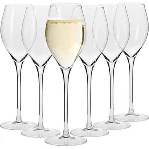 Prosecco glas / champagne / witte wijn - kristal - 6 st. - 280 ml