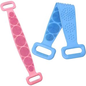 Allecto Plus - 2-Delige rugborstel voor douche | Siliconen borstel | Massage & peeling | Dubbelzijdige rugrubber | Multifunctioneel