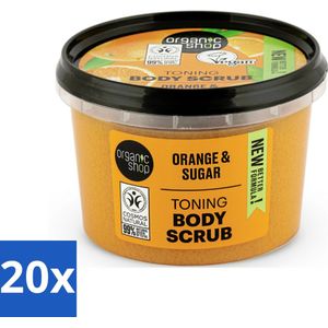 20 x Organic Shop - Body Scrub Orange - Verzorgend en Geurend - 250 ml - Bodyscrub - Huidverzorging - Exfoliatie - Sinaasappelolie - Natuurlijke Huidverzorging