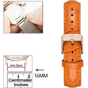 16mm Universele lederen bandje leather Strap light brown/rosegold - Quick Release - Past op Alle Merken met 16mm Aanzetmaat