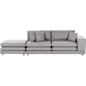HEDEN - Tweezitsbank met ottomaan - Grijs - Polyester
