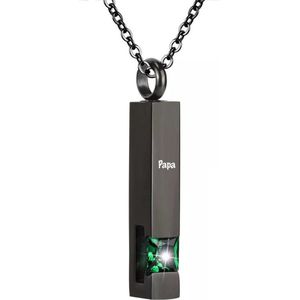 Luxe Ashanger | Met Ketting En Gravering | Papa | Assieraad | Zwart Met Gele Steen | As Ketting | Gedenksieraad | Urn | Incl. As vuller