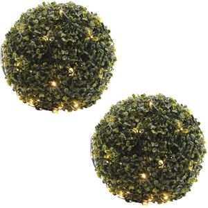 2x stuks buxus kerstverlichting lichtnetten warm wit 35 x 35 cm - Buxux bol/struik verlichting / netverlichting