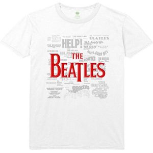 The Beatles - Titles & Logos Heren T-shirt - L - Wit