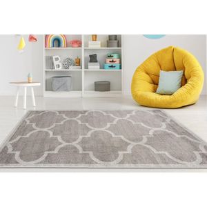 Mazovia Tapijt Grafiet Landelijk Figuren en Vormen,Symmetrisch patroon - Woonkamer - Rechthoek Voeten Vloerverwarming OEKO-TEX® Certificaat - Grijs - 140 x 190 cm