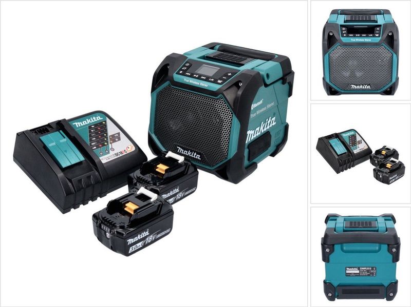 Makita DMR 203 - Bluetooth-luidspreker - IP64 - Inclusief 2x Oplaadbare Accu 3.0 Ah en Lader