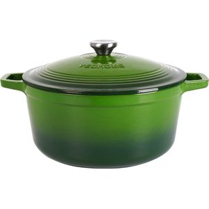 Braadpan en Stoofpot 6L - 28cm - Groene Geëmailleerde Gietijzeren - Compatibel met Alle Kookoppervlakken, Inclusief Inductie