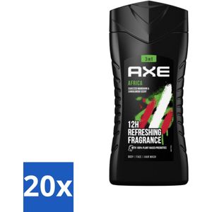 20 x Axe 3-in-1 Douchegel Africa 250 ml - Langdurige Geur - Fris - Deodorant - Mannenproducten