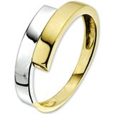 Ring - Bicolor - Wit- en Geelgouden Ring - 14K Goud - Gepolijst