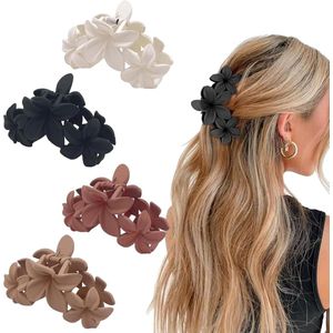 Middelgrote Bloemen Haarklemmen - Antislip Clips voor Dames | Haaraccessoires in Neutrale Kleuren