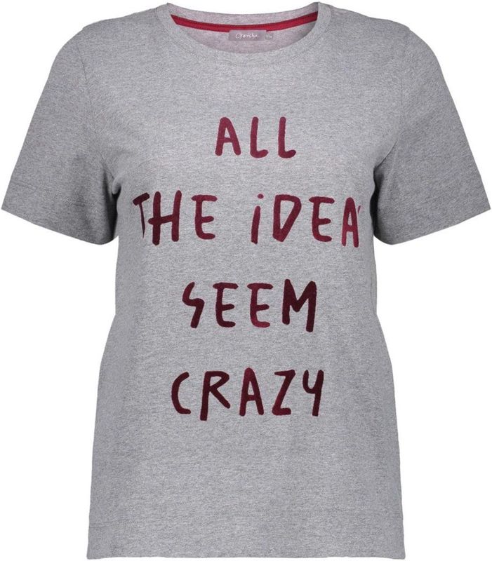 Geisha - T-shirt Basic - Grijs - Met Tekst - Dames