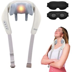 Novalance - Nekmassage - Shiatsu Massagekussen - Elektrisch Nekmassage Apparaat - Nek en Schouder - Infrarood + Slaapmasker