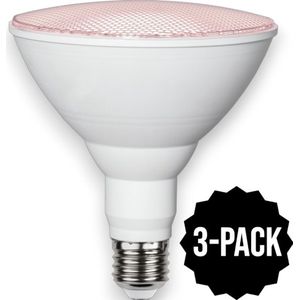 3-Pack | Voor planten - Reflector lamp - E27 - 16W - Rood