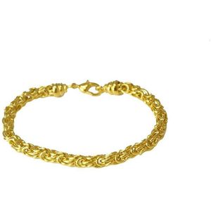 Silventi 710400058 Armband Dames Goudkleurig - Doublé - Koningsschakel - Rond - 19cm - 5mm - Goudkleurig