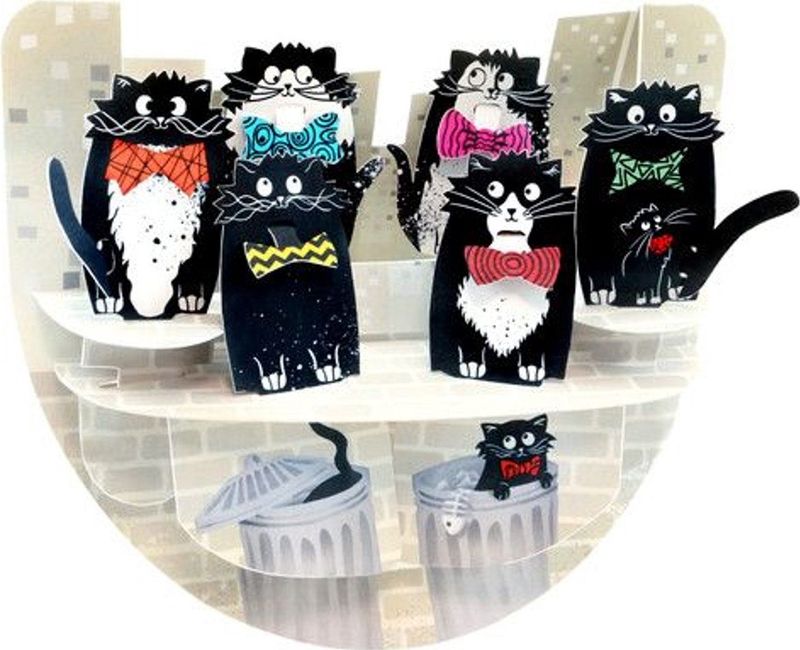 3D Popnrock - Wenskaart - PR103 - Cats With Bowties