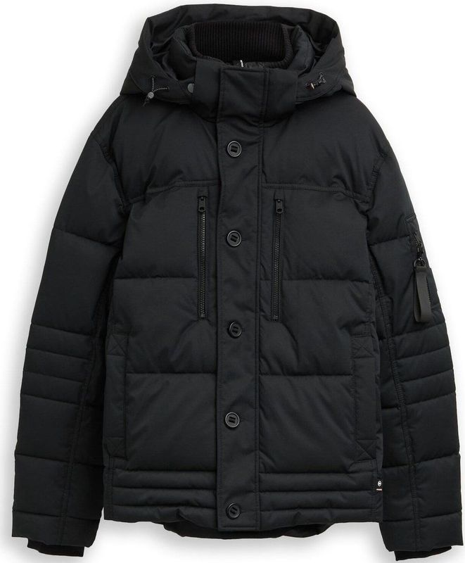 TOM TAILOR - Winterjas - Zwart - Gewatteerde Jas - Afneembare Capuchon