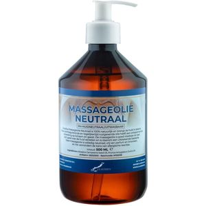 Massageolie Neutraal 500 ml met witte pomp - 100% natuurlijk - biologisch en koud geperst