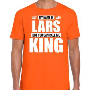 Naam cadeau My name is Lars - but you can call me King t-shirt oranje heren - Cadeau shirt o.a verjaardag/ Koningsdag XXL