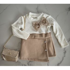 Baby meisjes jurkje met glitter strik en glitter tasje, verkrijgbaar in de maten 62/68 t/m 98/104