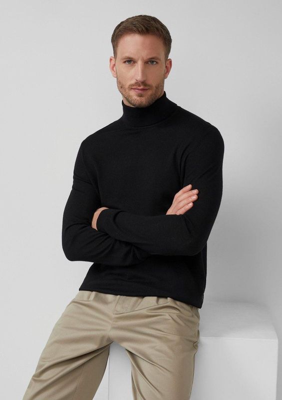 s.Oliver BLACK LABEL - Heren pull - Maat S - Mannen - ZWART - wol