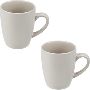 6x Witte mokken / bekers 360 ml - Theebeker / koffiemok van aardewerk wit - 360 ml - Witte beker / mok - Wit servies
