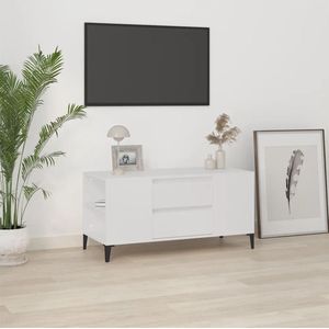 vidaXL Tv-meubel - Industrieel - 102 x 44.5 x 50 cm - Wit - Hout - Metaal - Kast